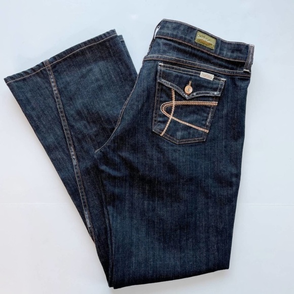 DAVID KAHN Jeans Women's 32 x 32 Nikki Twist Seam Flare Dark Wash Flap Pockets - Picture 2 of 10